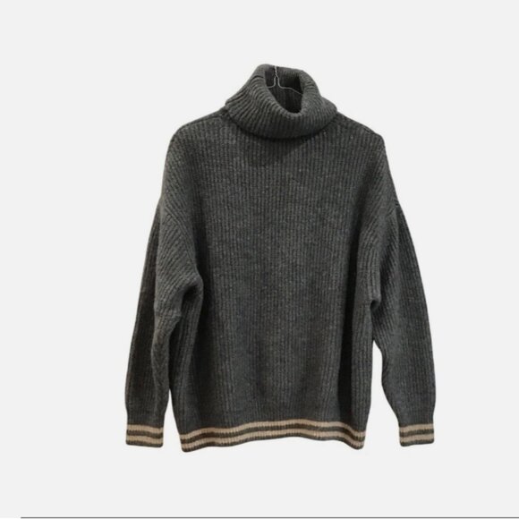 Gray Turtleneck Sweater, Zara Knit, Size Large - Picture 1 of 7
